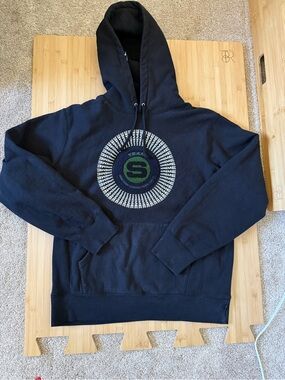 Supreme Team Supreme Black and Green Hooded Pullover Sweatshirt Size L